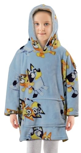 Bluey Bingo - Manta de forro polar con capucha para niños, diseño de dibujos animados de televisión, Heeler, perro, regalo para niños y niñas