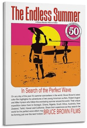 klouds Filmposter The Endless Summer Poster, dekoratives Gemälde, Leinwand, Schlafzimmer, Kunst, Wohnzimmer, Dekoration, modern, ästhetisches Poster, 50 x 75 cm, Rahmenstil
