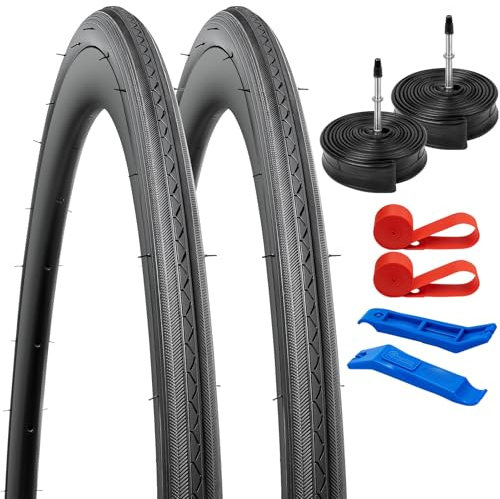 YunSCM 2PCS 28 Pulgada Neumáticoss 700x25C/25-622 et 2PCS 700C cámaras de Aire FV60mm Valve,Compatible Vélo de Route, vélo de Ville 700x25C 700x26C Neumáticos et cámaras de Aire