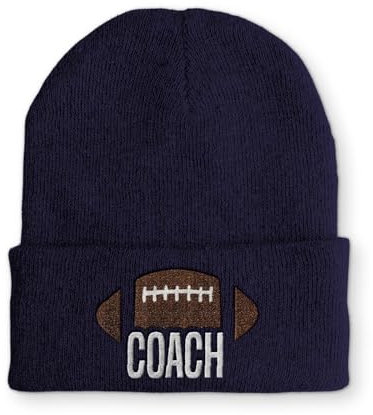 Spruchmütze Strickmütze Football Coach Wintermütze lustige Beanie mit Stick, Farbe: Navy