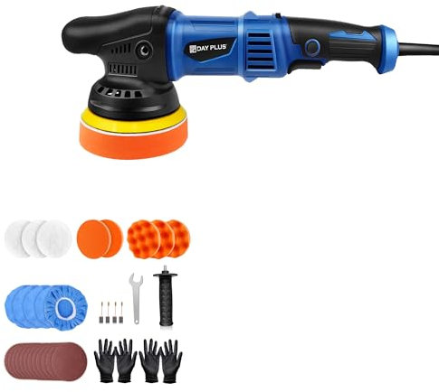 125mm Poliermaschine Set, Exzenter Polierer für Auto, 6 Variable Geschwindigkeit, Drehmoment 2800-5800 /Min, Polierkörper 125mm, 29Polieraufsätze, 2M Kabel