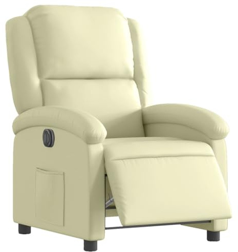 vidaXL Relaxsessel, Sessel mit Liegefunktion Elektrisch, Fernsehsessel Liegesessel für Wohnzimmer, Ruhesessel Polstersessel, Creme Echtleder