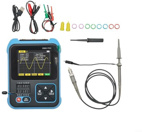 URPIZY DSO-TC3 Oszilloskop, 3-in-1-Hand-Digital-Oszilloskop LCR DDS Signalgenerator und Transistor-Tester, 6,1 cm buntes Display, 6 Arten von Wellenformen (Option), RFRH7MPD6Y3VD71ILF75GAWW