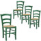 VIRSUS Set 4 Sedie Paesana in Legno con Seduta in Paglia, Misura 43x42x86 cm, Sedia Tradizionale Robusta, per Casa, Cucina, Agriturismo, Ristorante, Made in Italy (Verde)