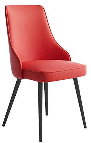 CuNtoHHH Küchen-Esszimmermöbel-Stühle, Küchen-Esszimmerstühle, wasserdichter PU-Leder-Seitenstuhl mit Metallbeinen, Küchen-Wohnzimmer-Lounge-Thekenstühle (Farbe: Rot, Größe: Schwarze Füße)