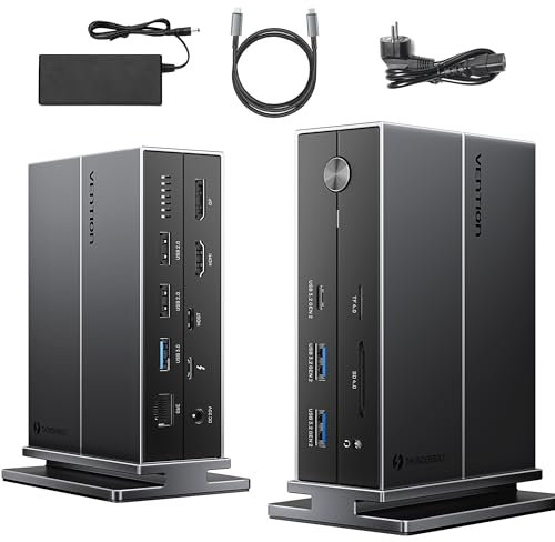 VENTION 14-IN-1 Thunderbolt 4 Dock, 8K/ 4K@60Hz Display for MacBook Pro/Air, Mac Mini, Surface Pro 9, Thunderbolt 4/3 Laptop | (8K HDMI, 8K DP, 3x USB 10Gbps, SD/TF4.0, Ethernet, 135W Charger)
