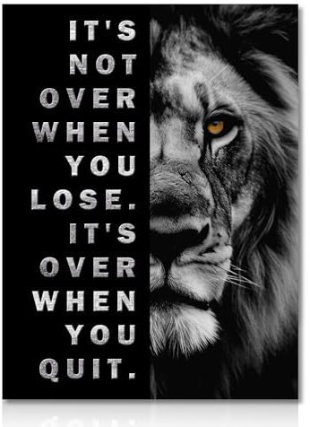 NymphFable Motivierende Löwe Leinwand Bilder, Schwarz und Weiß Inspirierende Wandposter für Büro Fitnessraum Wohnzimmer Deko 30x40 cm Ohne Rahmen