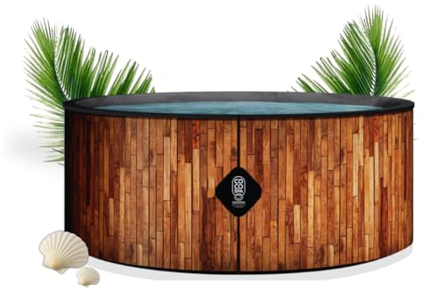 Coco Bain Piscine St Tropez - Piscine Hors Sol 180cm de diamètre - 1200Litres - Imitation Bois Véritable