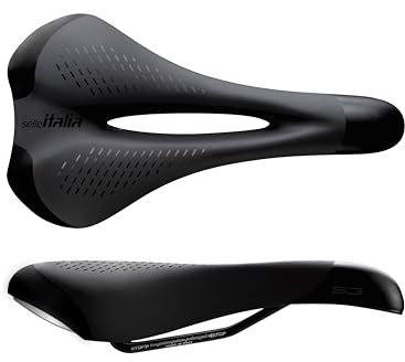 Selle Italia S3 Gel Flow - Rennradsattel, Fahrradsattel, mit weichem Gel, anatomischem Loch, Fec-Legierungsrahmen – Größe S2, Schwarz
