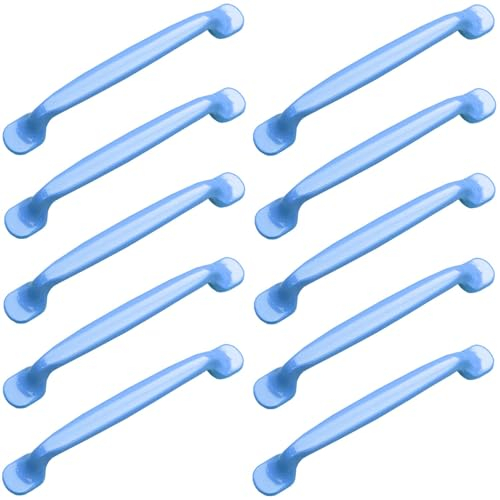 ZESLIV 10 Stück Blaue Möbelgriffe Stangengriffe, Küchen Schrankgriffe aus Aluminium, Bohrlochabstand 128mm, Küchengriffe Schubladengriff für Kinderzimmer Kleiderschrank