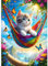 RICUVED Bunte Katzen Diamond Painting Set,5D Diamant Painting Bilder Erwachsene Tiere Diamond Painting Kinder, Full Drill Diamond Art Katzen Diamant Malerei Bilder Diamond Painting für Home 30x40cm