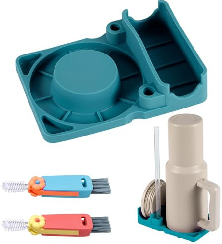 PEUTIER Bottle Drying Rack for Stanley Cup 30/40oz, with 2pcs 3-in-1 Cup Lid Cleaning Brush Silicone Drainer Rack for Lids Straws Bottle Drying Accessories for Tumblers Mugs (Blue)