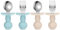 MOJINL Babybesteck Set Kinderbesteck Set ab 1 Jahr Edelstahl Löffel Gabel Silikon Griffe, Silikon Bär Esslernbesteck Esslernlöffel Kindergeschirr mit hält Anti-Choke-Design, BPA Frei (4 Stück)