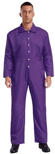 iiniim Mens Work Overalls Wear Resistant Coverall Long Sleeve One Piece Mechanics Workwear Jumpsuits Purple M