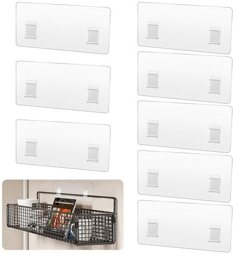 8 Pack Adhesive Shower Caddy Hook, Clear Shower Caddy Adhesive Replacement, No Drilling Waterproof Wall Strong Shower Adhesive Strips for Corner Shower Caddy, Bathroom Storage Shelves and Kitchen Rack