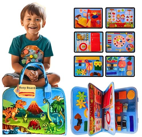 Zensviva Busy Board - Libro Montessori 1 Año - Juguetes Montessori 1 años - Juguetes Sensoriales Autismo - Libro Sensorial Bebe - Juegos Educativos - Busy Book - Regalo Bebe Educativo (Azul)