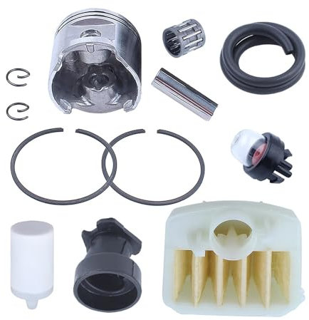 LAERNPU Filtro Linea Carburante Aria Kit Fasce pistone da 45 mm for Motosega Husqvarna 353 350 Parti di Ricambio for Utensili elettrici con aspirazione