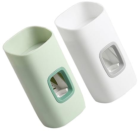 GOOHOCHY Zahnpastaspender Halter 2 Stück Wandmontierter Zahnpastaquetscher Stabil und Praktisch PP Material Platzsparend für Badezimmer