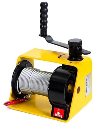 TIEOAXFT Treuil Manuel à vis sans Fin autobloquant de 250 kg avec Frein for Tracteur Robuste, Petite Grue Manuelle avec câble en Acier et Crochet(10M)