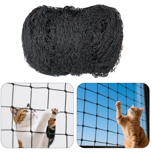ThreeDokke Filet Chat Balcon, Métallique Renforcé pour de Fenêtre 8x3m, Filet Robuste Anti-Morsure, Résistant aux Intempéries, Protection Balcon Chat, Accessoires d'Installation Inclus (Noir)