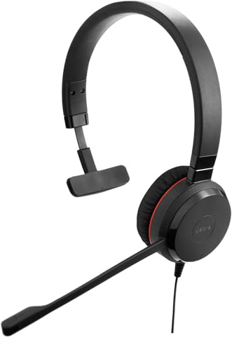 Jabra Evolve 30 II - Cuffie auricolari con microfono per lavoro, jack da 3,5 mm, connettività USB-A/USB-C, cuffie per computer con microfono a cancellazione del rumore, certificazione Microsoft Teams