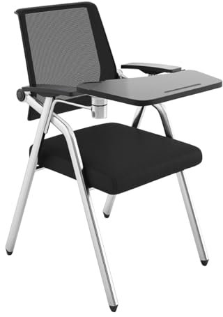 Black Stackable Folding Reception Chairs with Writing Board - Conference & Classroom Tablet Arm Chairs for Office Waiting Room & School Use