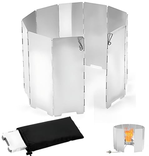 UIEXAY Pare-Vent Pliable Aluminium 9 Plaques Pare Vent Pliable Rechaud Pour Camping Pique-Nique Cuisinière À Gaz