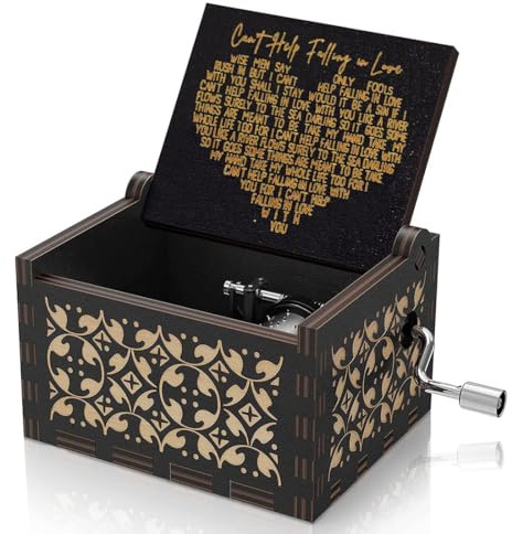 YUVKIN 1 Stück Spieluhr Holz, Can't Help Falling in Love Romantische Musik, Hölzerne Hochzeit Geschenk, Holz Musik Box für Geburtstags, Valentinstag, Jahrestag, Weihnachten Geschenk