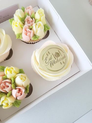 6 Eid Mubarak Cupcake Discs, Gold Acrylic Cupcake Disc, Cake Toppers, Mosque Topper, Gift Tags, Charms, Eid Decorations.