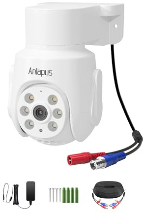 Anlapus 5MP TVI Telecamera Dome con Alimentatore e Cavo BNC, Audio 360° | Telecamera orientabile, Visione Notturna IR 20m, Alimentatore e Cavo BNC, Add-on per DVR 5MP/8MP, Solo per DVR Anlapus