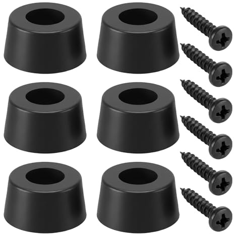 6 PCS Heavy-Duty Rubber Feet for Subwoofer, Speaker Isolation Pads with Stainless Steel Screws Non Slip Rubber Bumper Feet for Subwoofer, Guitar Amps, Furniture, Turntables 0.98 W x 0.51 H (Black)