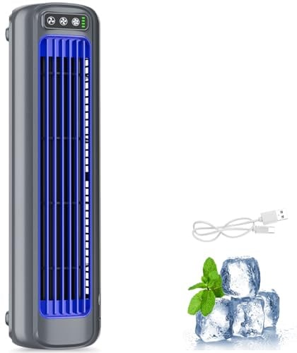 3 Speeds Small Portable Air Conditioner, Wall Mounted Air Conditioners, USB Rechargeable Mini Air Conditioner, No Drilling Wall Mounted Electric Fan, Air Cooling Fan for Bedroom Office Desk (grey)