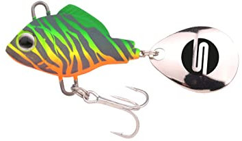 SPRO ASP Spinner UV– Searchbait mit original Gamakatsu Haken zum Angeln auf Raubfisch, Spinnangeln, Gewicht:21g, Farbe:Fire Zebra UV