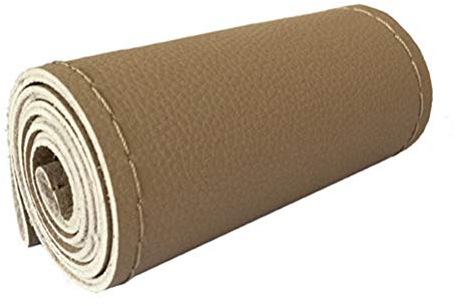 DIY Lenkradbezüge aus weichem Faserleder auf dem Lenkrad des Autos mit Nadel und Faden Innenzubehör Beige