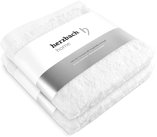 herzbach home Premium Handtücher 50 x 100 cm 2er-Set (Weiss) – Hochwertige, weiche & saugstarke Handtücher in Bester Qualität – 100% natürliche Baumwolle