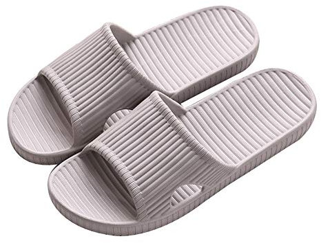 Rojeam Bathroom Slippers Men Women House Shoes Indoor Outdoor Shower Slides Grey 7.5/8 UK