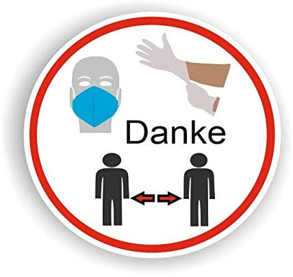 Generisch 1 Stück Handschuhe tragen Mundschutz Abstand halten Sicherheits Symbol Aufkleber Abziehbild (R50/2) W (5cm)