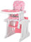 HOMCOM Trona para Bebés 2 en 1 para 6 Meses a 6 Años Transformable en Mesa y Silla Multifuncional Ajustable en 3 Posiciones Respaldo Alto Acolchado con 2 Bandejas Extraíbles 57x59x105 cm Rosa