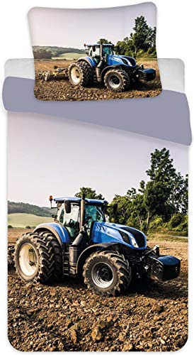 Blau Traktor Kinder Bettwäsche-Set, 135 x 200 cm 80 x 80 cm, 100% Baumwolle