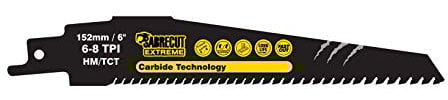 1 x SabreCut SCRS956XHM Tungsten Carbide 152mm Variable 6-8 TPI S956XHM Very Fast Wood and Plastic Cutting Reciprocating Sabre Saw Blade