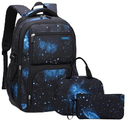 Galaxy School-Bag Backpack and Lunch-Bag Set for Boys Middle-School Elementary Rucksack