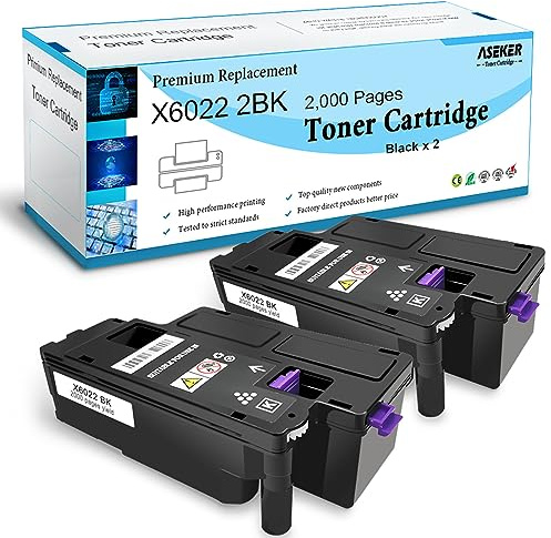 Aseker Kompatibler Tonerkartusche für Xerox Phaser 6020 6022 WorkCentre 6025 6027 6028 Drucker, Hohe Ausbeuten 2000 Seiten, 106R02759 ( 2Schwarz )