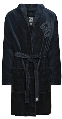 CR7 Cristiano Ronaldo Basic Herren Bademantel, Schwarz, S