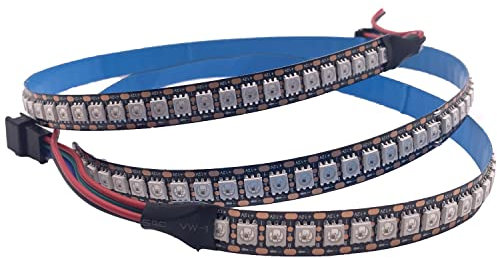 TOPXCDZ DC12V WS2815 (WS2812B/WS2813) RGB LED Pixels Strip Light Dual-Signal 1m/5m Individuell adressierbare LED 30/60/144 Pixel/LEDs/m (Schwarze PCB IP20, 1m 144led/M)