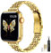 MioHHR Slim Band compatible avec le bracelet Apple Watch 42 mm 44 mm 45 mm, mince bracelet chaîne métallique en acier inoxydable pour femmes iWatch Bands Series 8 7 6 5 4 3 2 1 SE, Or