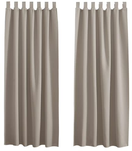 PONY DANCE Rideaux Occultants - Draperies Interieur Thermiques à Pattes pour Chambre Salon Maison, Lumineux Bloquer Unicolore Économie d'Énergie, 2 Pièces, 140 x 160 cm, Sable