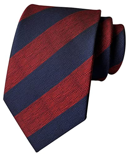Rosiika Cravates à carreaux à rayures pour homme - Motif business formel - Pour fête de mariage, Bleu marine bordeaux, taille unique
