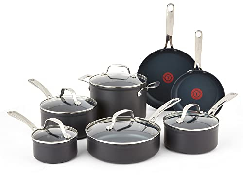 T-fal Unlimited Platinum harteloxierte Antihaftbeschichtung, 12-teiliges Kochgeschirr-Set, 12-teilig, schwarz