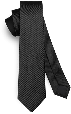 HISDERN Herren Krawatte Schwarz Schmale Einfarbig Seide Krawatten für Herren Klassische Formelle Elegante Schlipse Hochzeit Party Business Krawatte 6cm