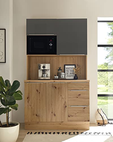 Respekta Marleen Küchenzeile, Holzwerkstoff, Grau, 120 cm